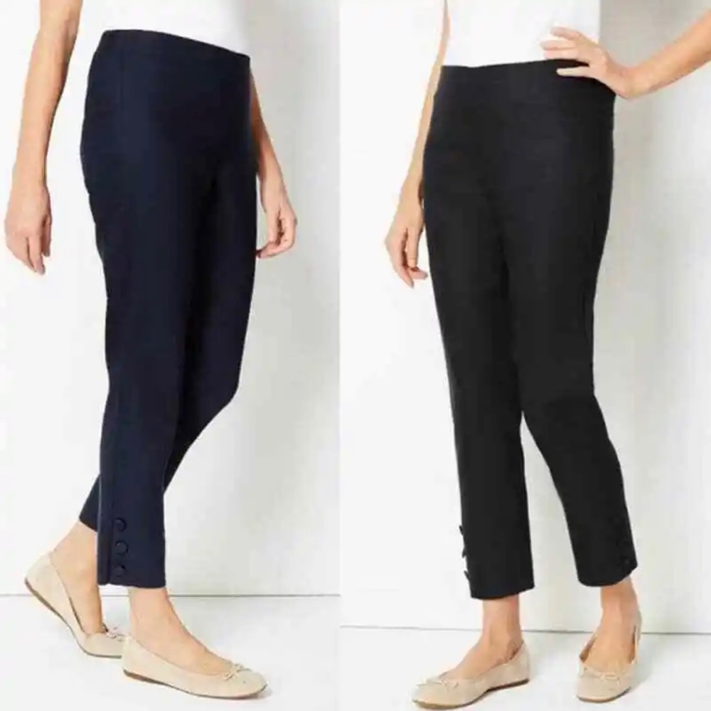 EUC- J Jill Stretch Linen Pants w/Button Detail on Ankles